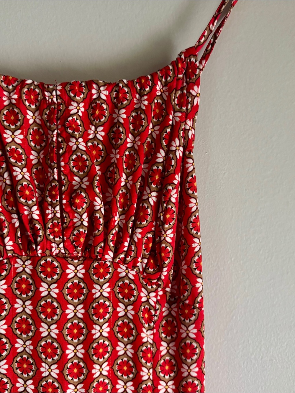 Molly Bracken Red Printed Spaghetti-Strap High-Low Boho Festival Dress Sz Small - Picture 7 of 10